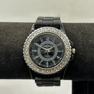 Silver & Black Geneva Men's Watch